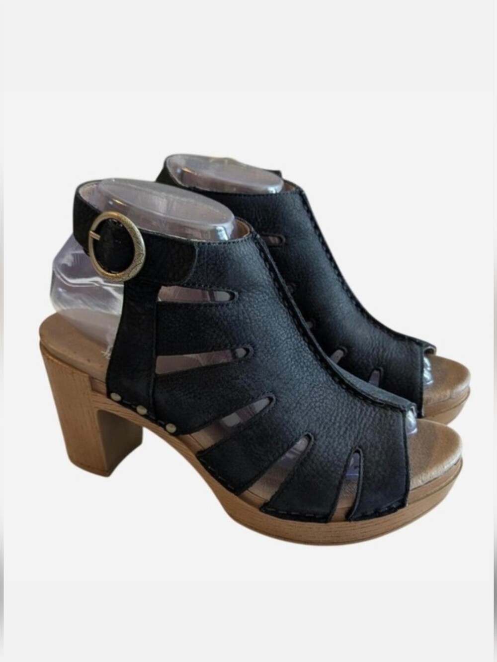 Dansko Demetra Cutout Strappy Block Heel Sandals Black US 6.5-7 EU 37